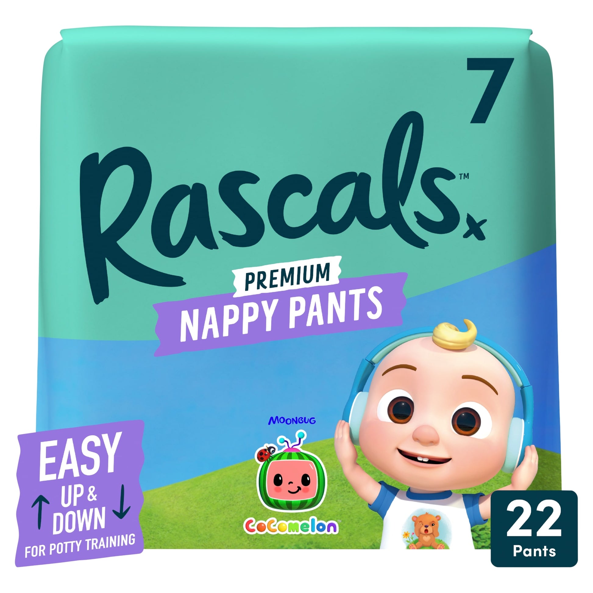 Rascals Premium Cocomelon Nappy Pants Size 7 22 Pack — image 1