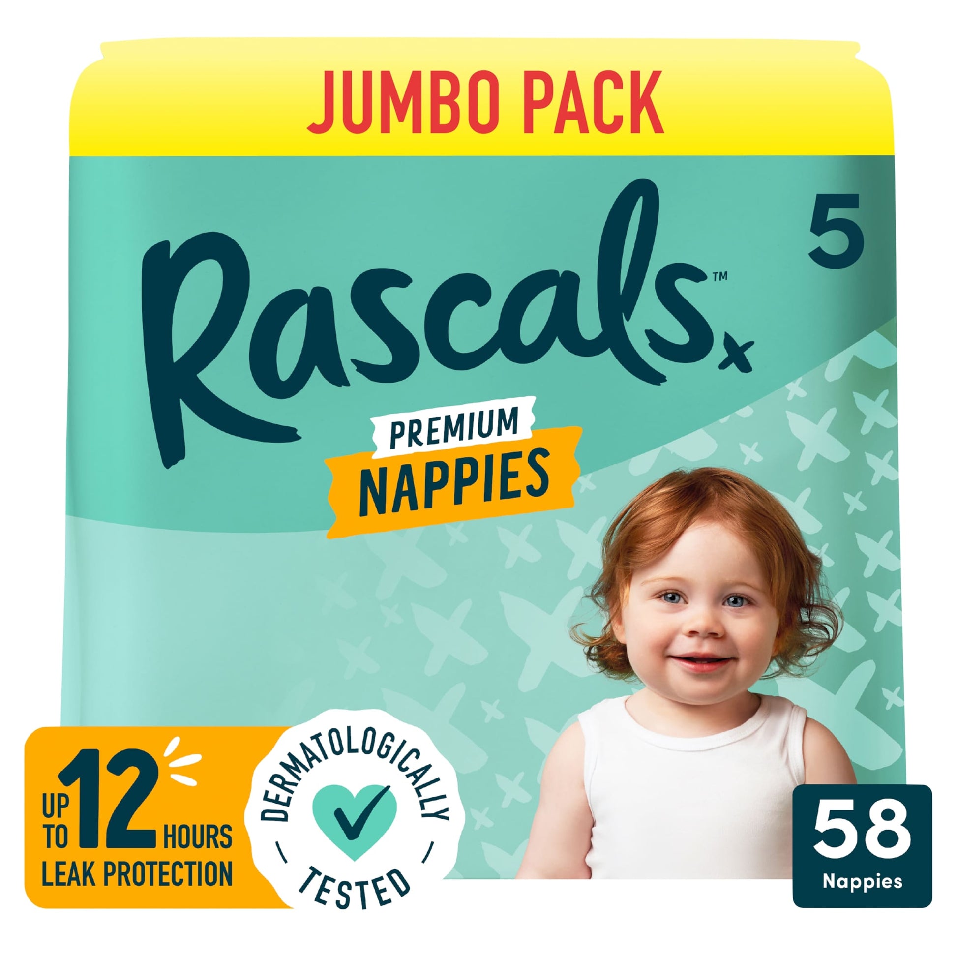 Rascals Premium Nappies, Size 5 | 58 Jumbo Pack — image 1