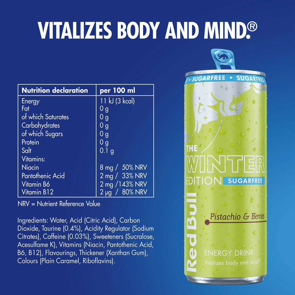 Red Bull Sugar Free Pistachios & Berries Winter Edition Energy Drink 473ml — image 3
