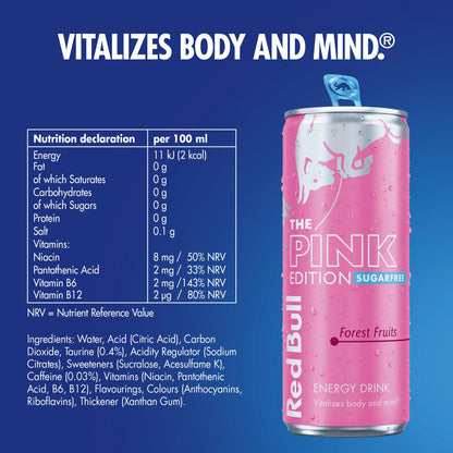 Red Bull The Pink Edition Sugarfree Energy Drink - Forest Fruit 4 x 250ml — image 3