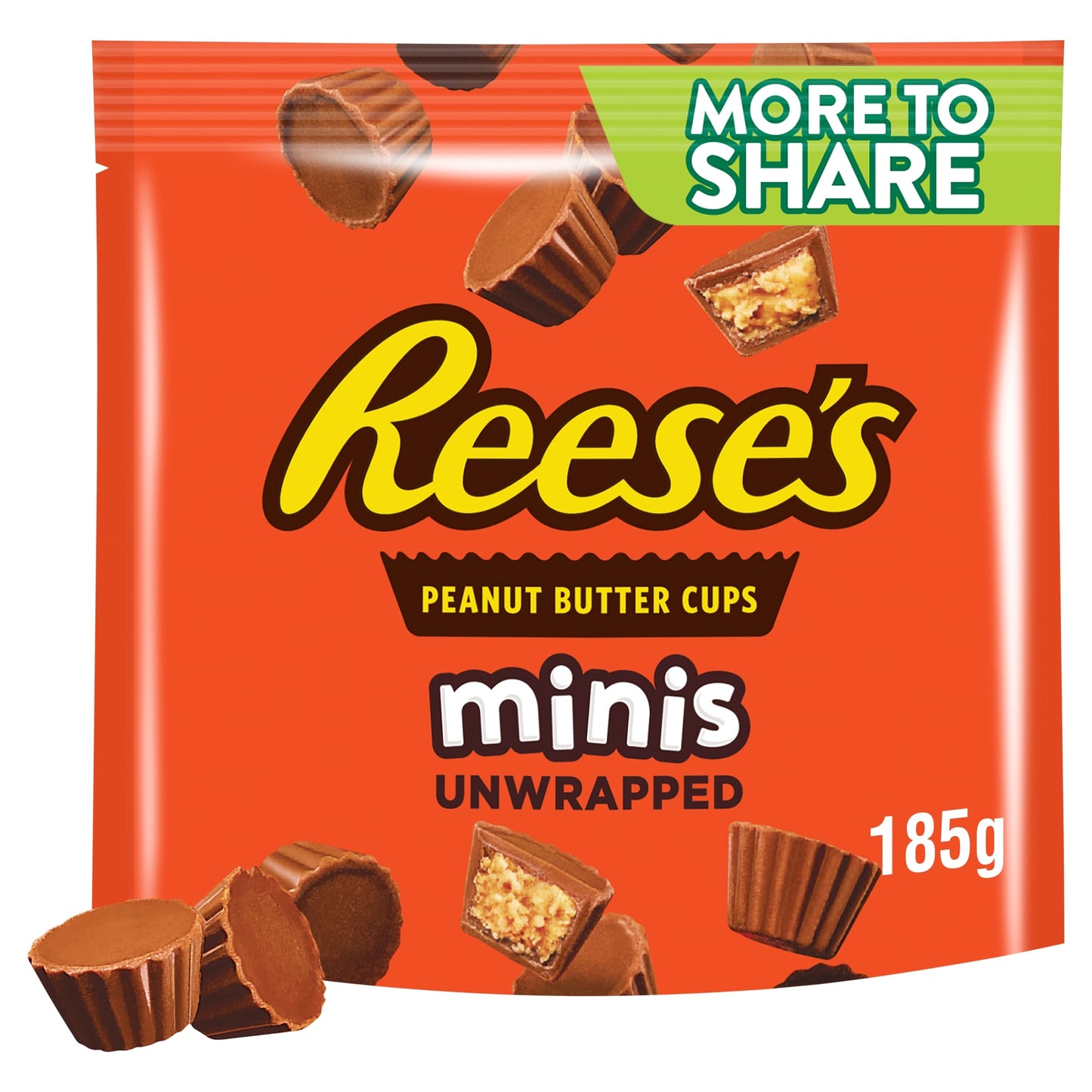 Reese's Milk Chocolate Peanut Butter Cups Mini's Unwrapped More To Share Pouch 185g — image 1