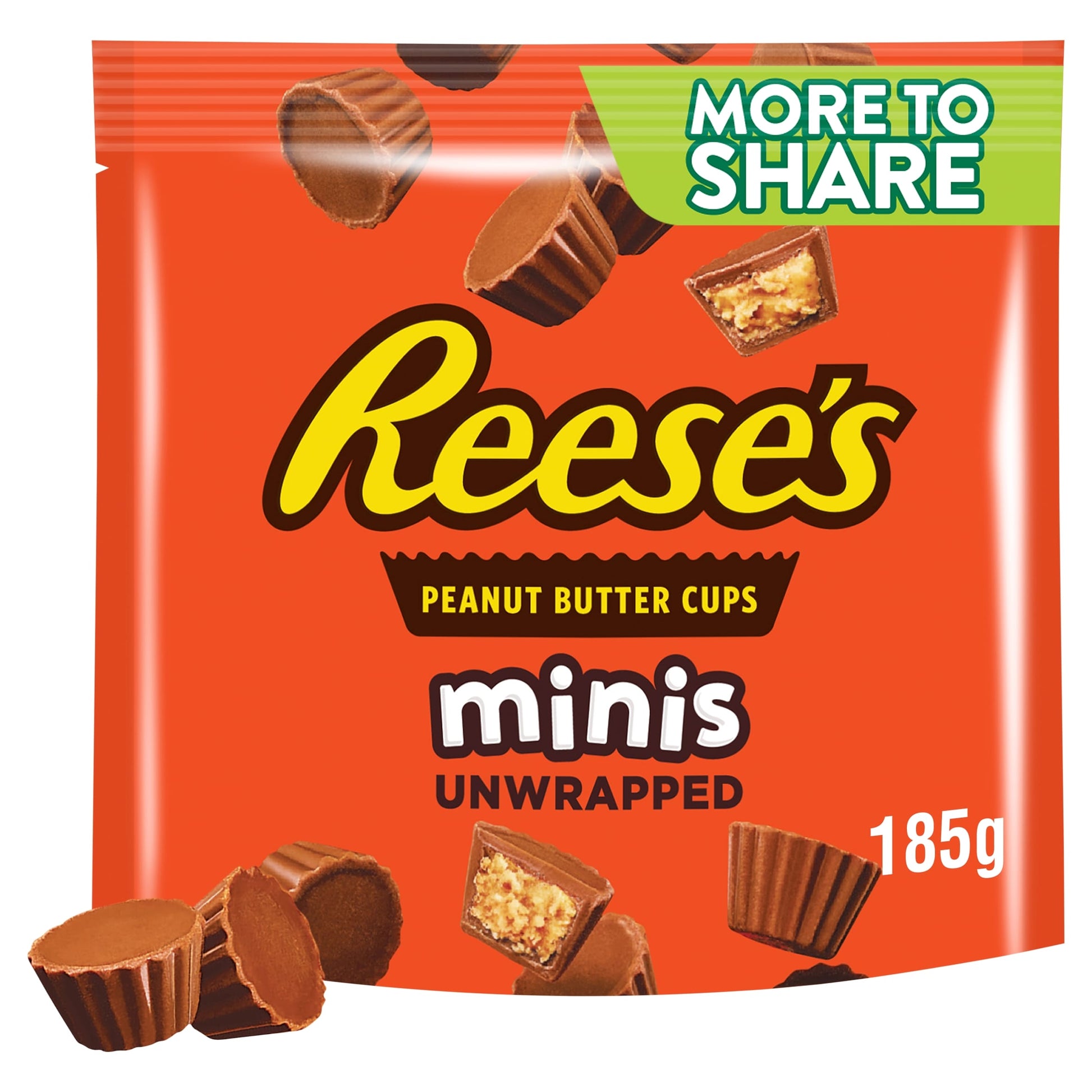Reese's Milk Chocolate Peanut Butter Cups Mini's Unwrapped More To Share Pouch 185g — image 1
