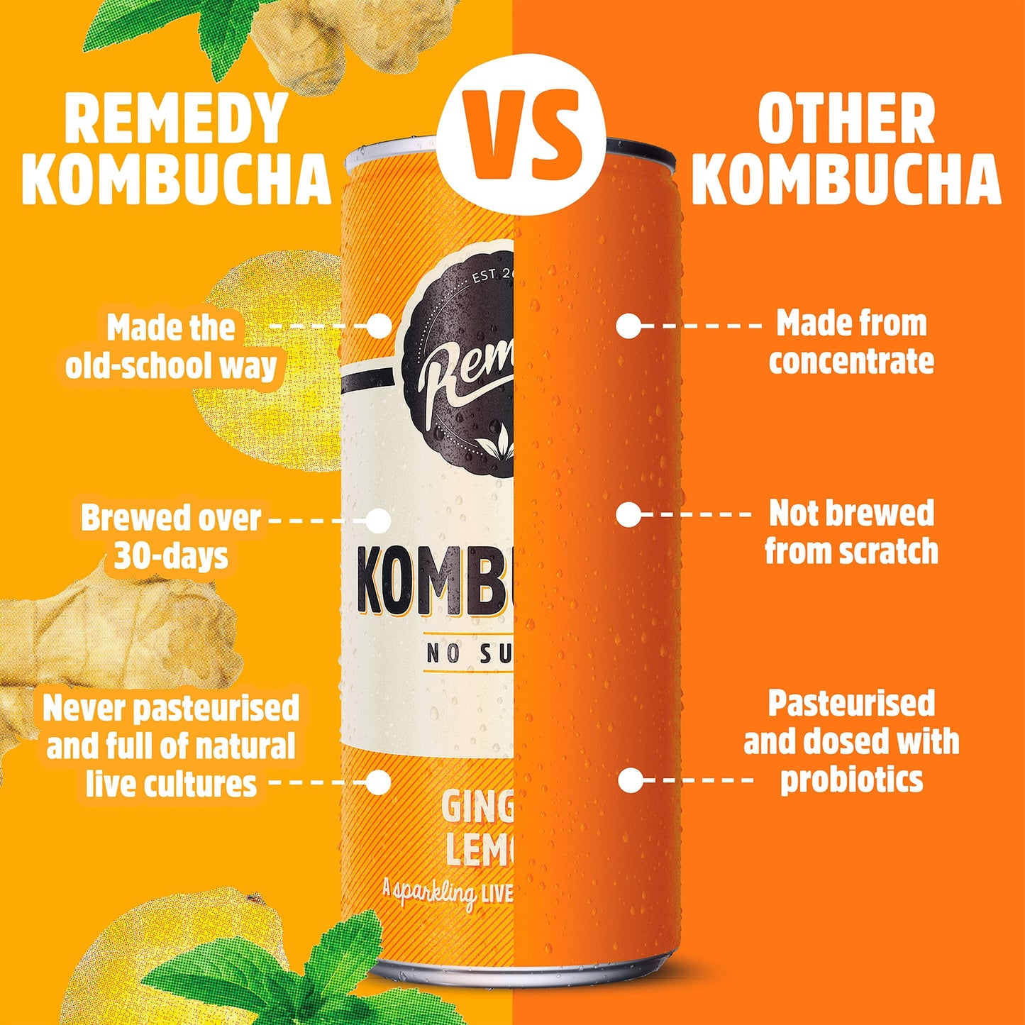 Remedy Kombucha - Ginger Lemon 4 x 330ml — image 4