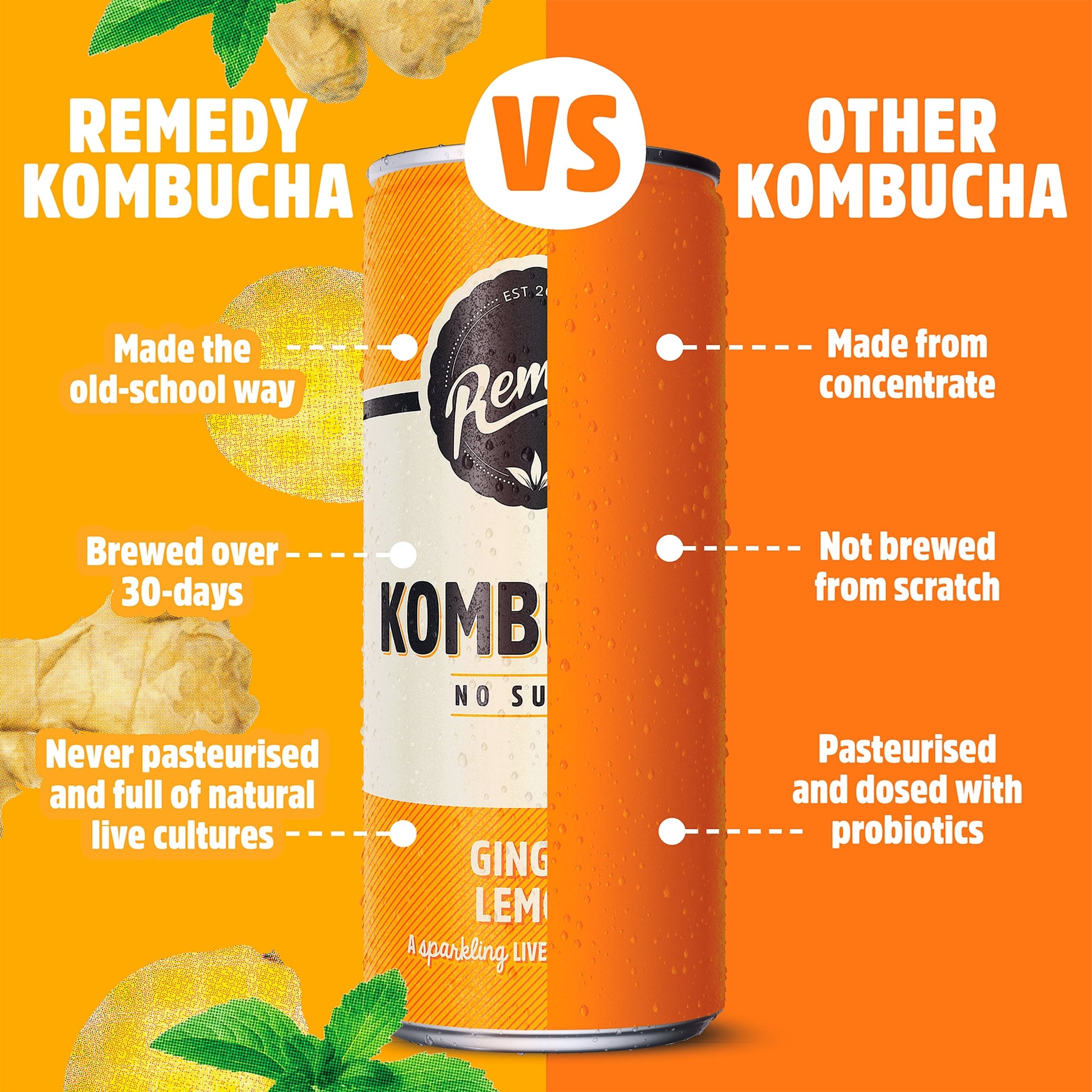 Remedy Kombucha - Ginger Lemon 4 x 330ml — image 4