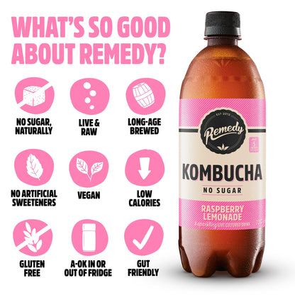 Remedy Kombucha Raspberry Lemonade 1L — image 2