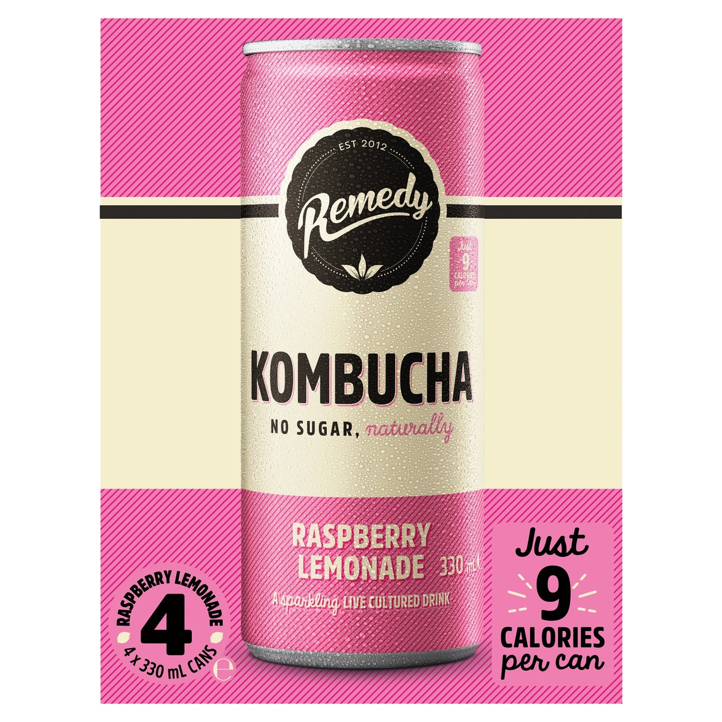 Remedy Kombucha - Raspberry Lemonade 4 x 330ml — image 1