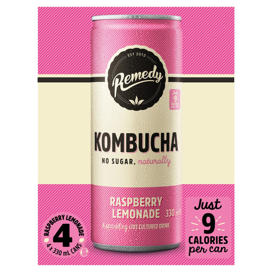 Remedy Kombucha - Raspberry Lemonade 4 x 330ml — image 1