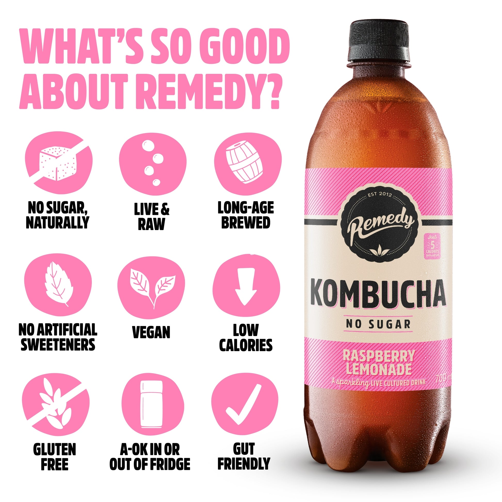Remedy Kombucha Raspberry Lemonade 700Ml — image 2