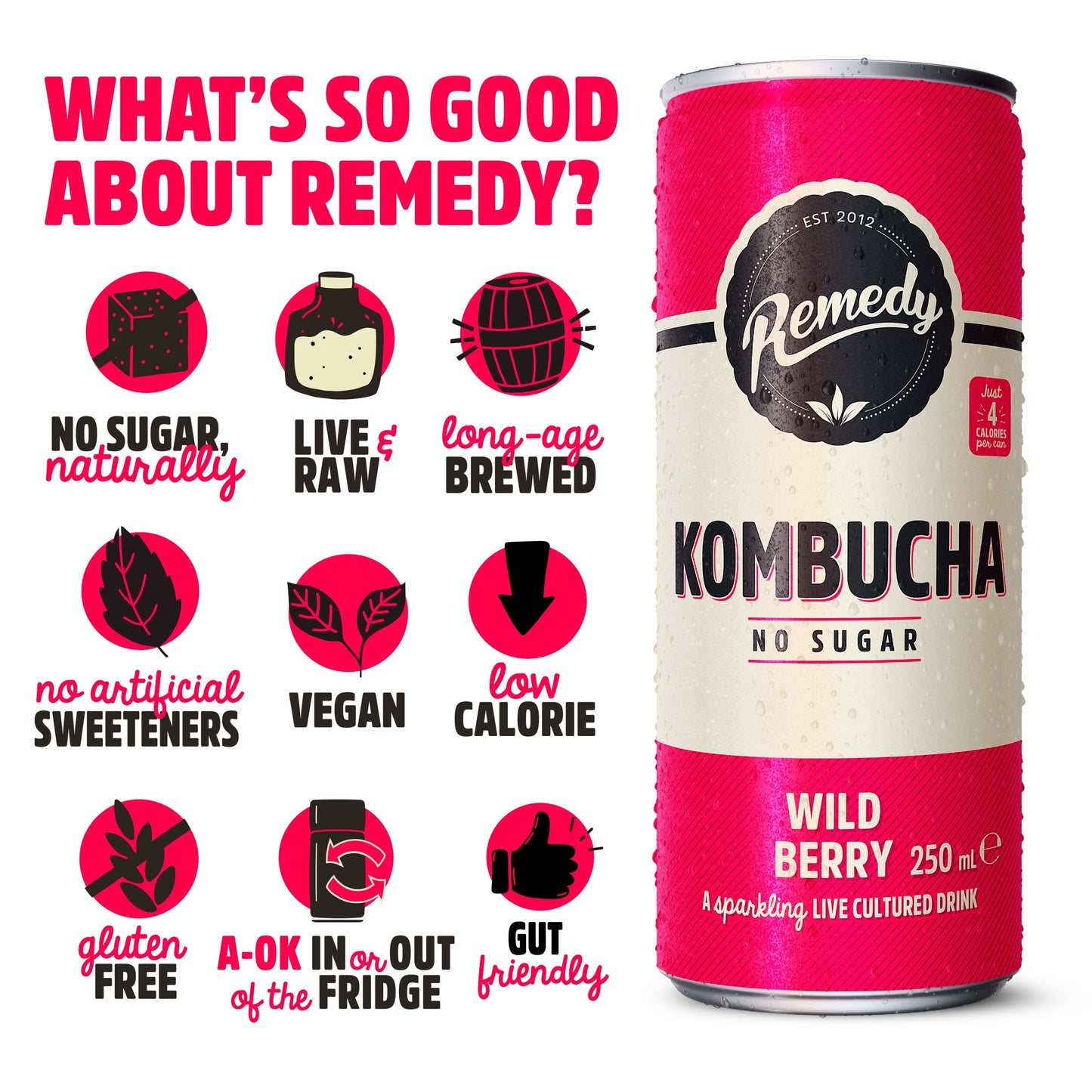 Remedy Kombucha - Wild Berry 4 x 330ml — image 2