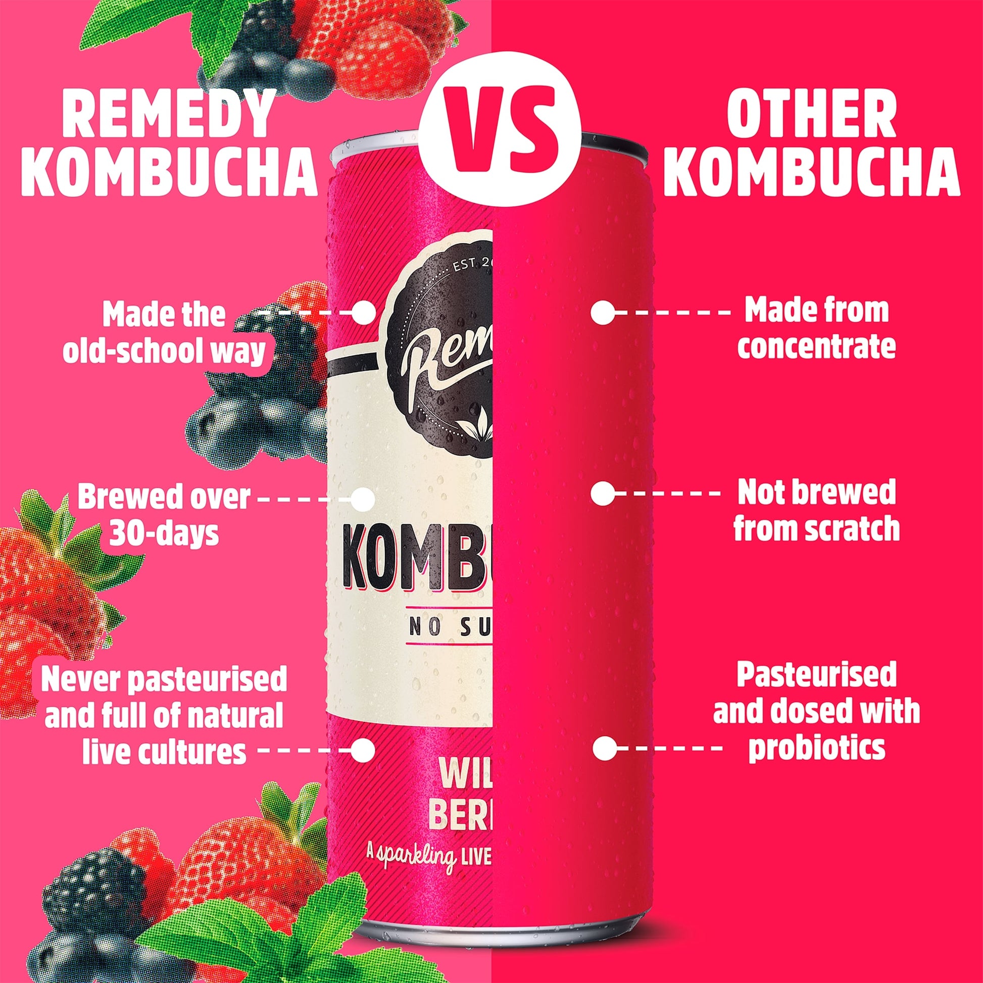 Remedy Kombucha - Wild Berry 4 x 330ml — image 4