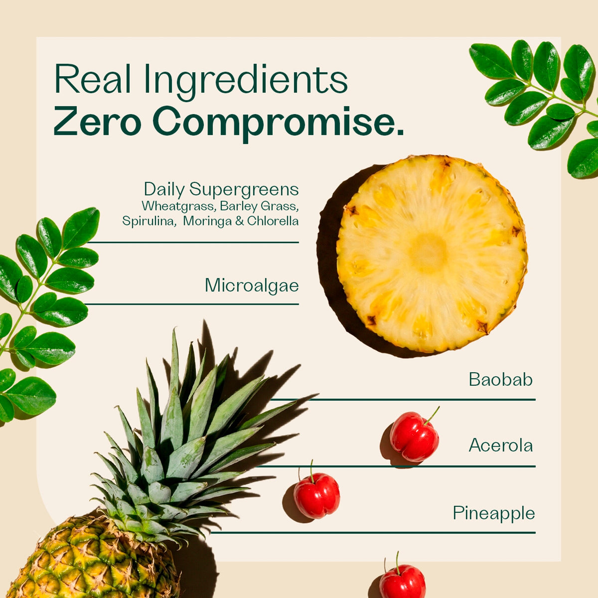 Rheal SUPERFOODS Pineapple Clean Greens Superfood blend 7x5g — image 3