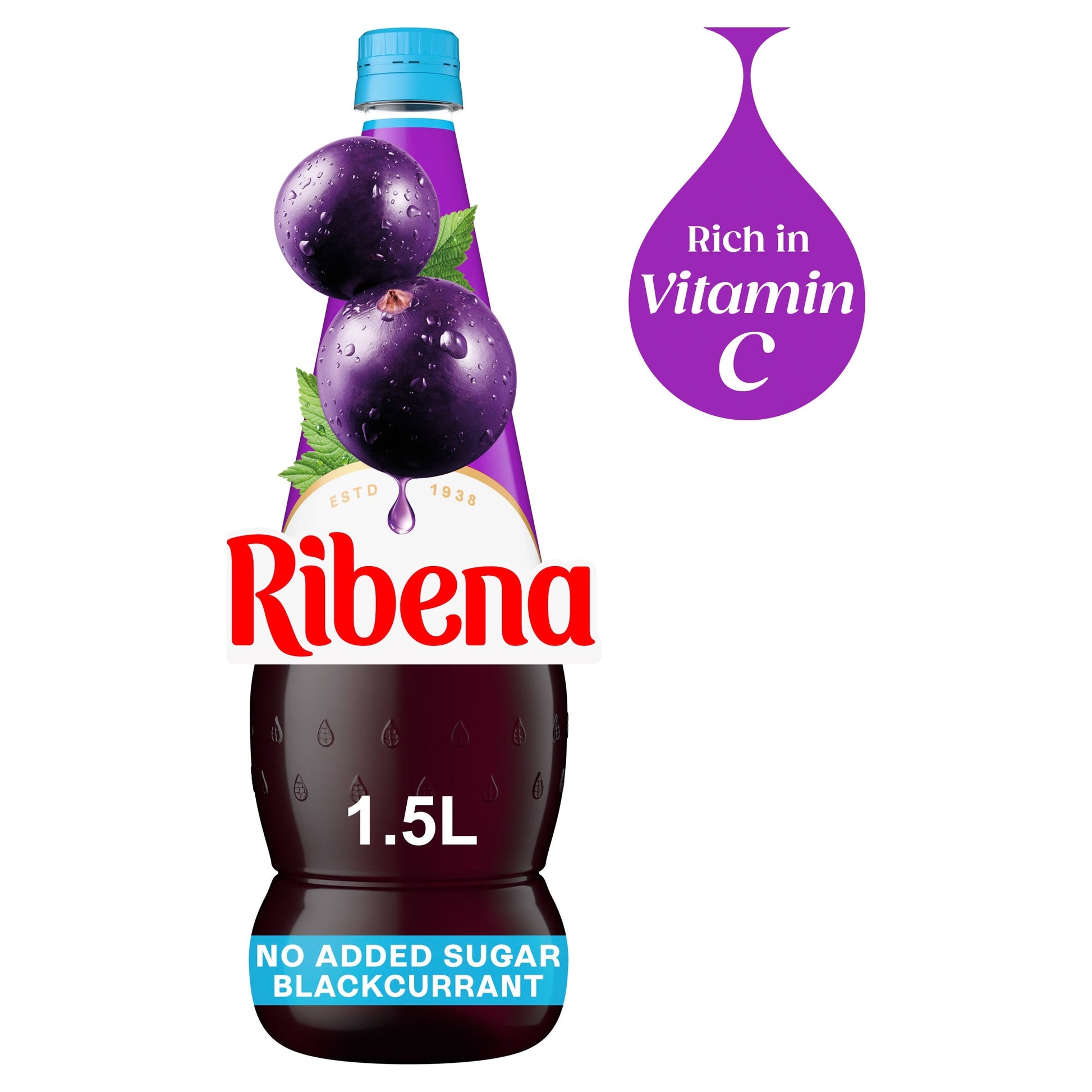 Ribena Blackcurrant Squash No Added Sugar 1.5L — image 1