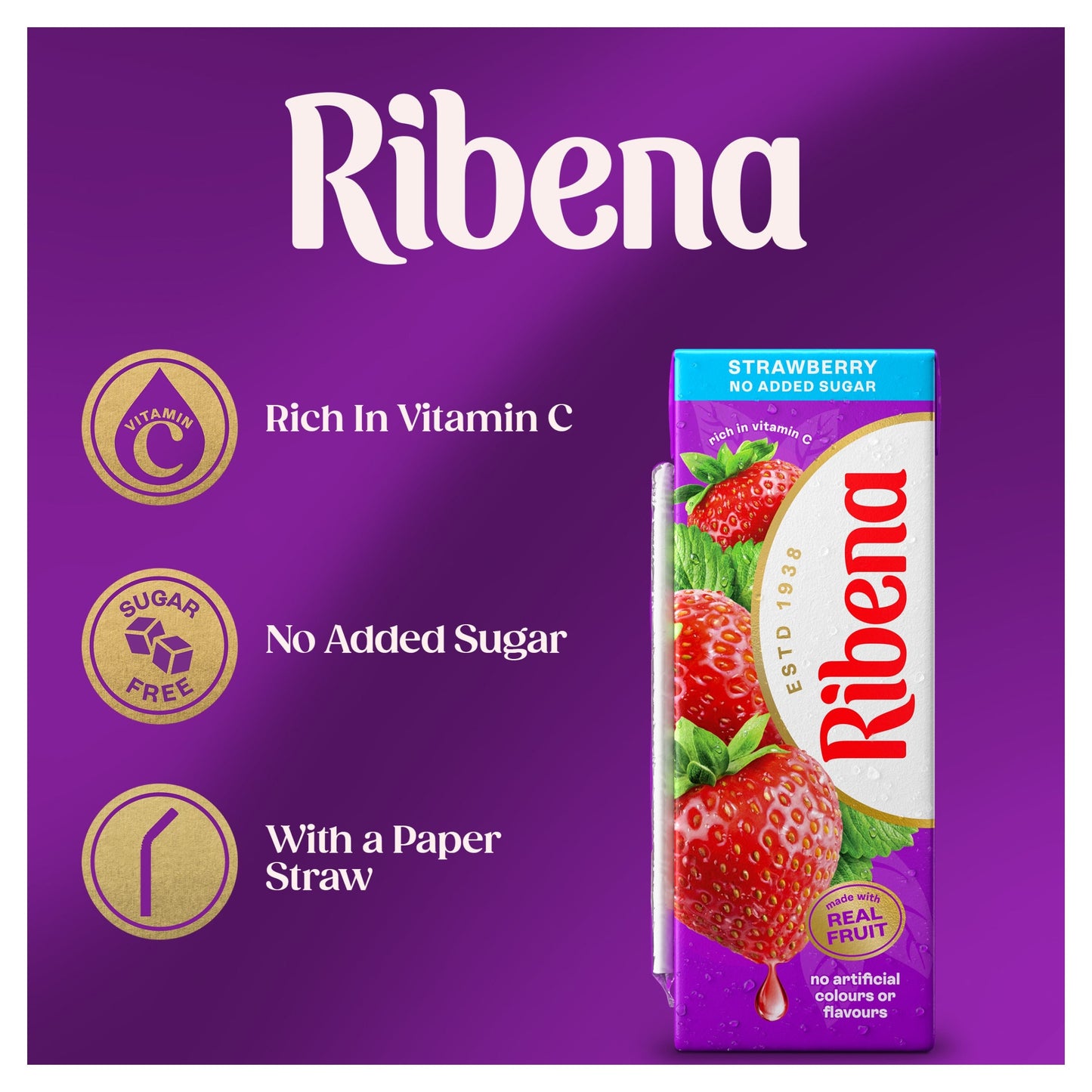 Ribena Strawberry Juice Drink Cartons No Added Sugar 6 x 250ml — image 2