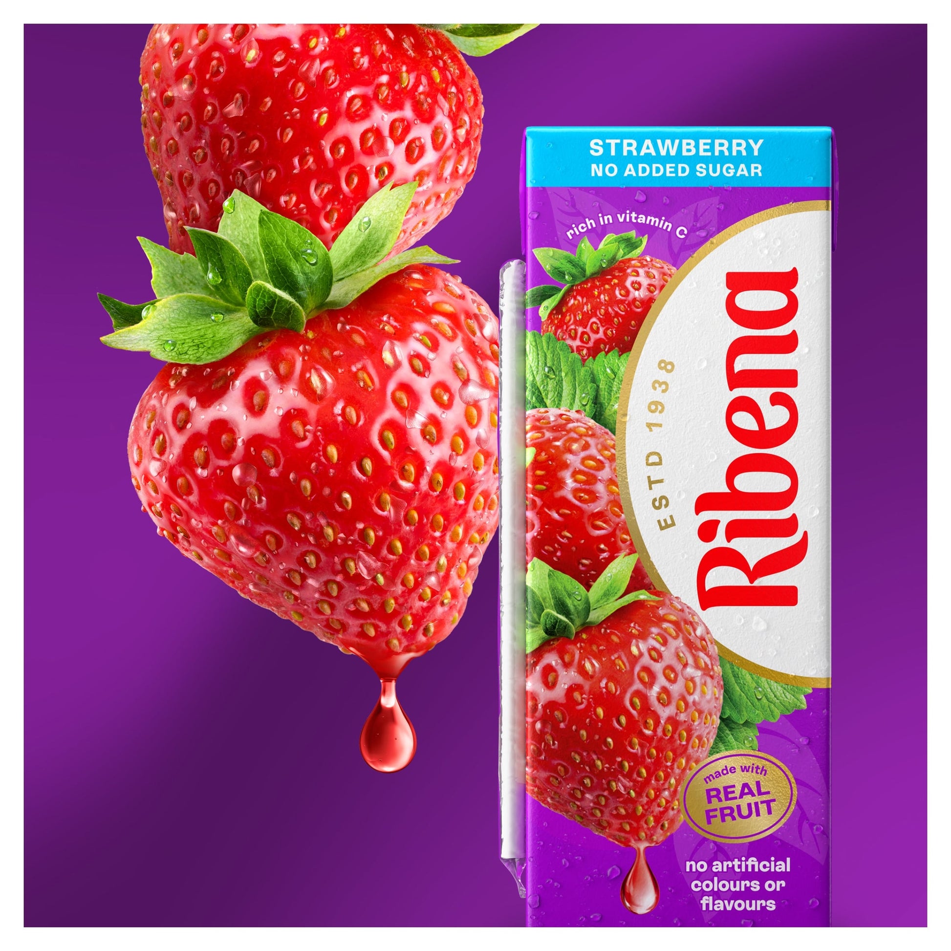Ribena Strawberry Juice Drink Cartons No Added Sugar 6 x 250ml — image 3