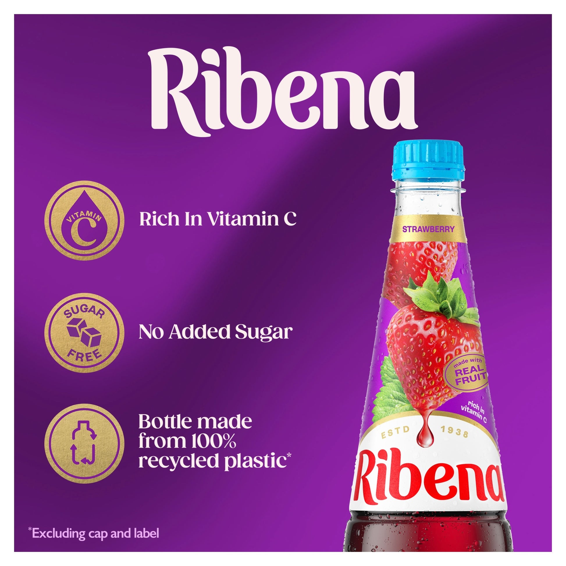 Ribena Strawberry Squash No Added Sugar 850ml — image 2
