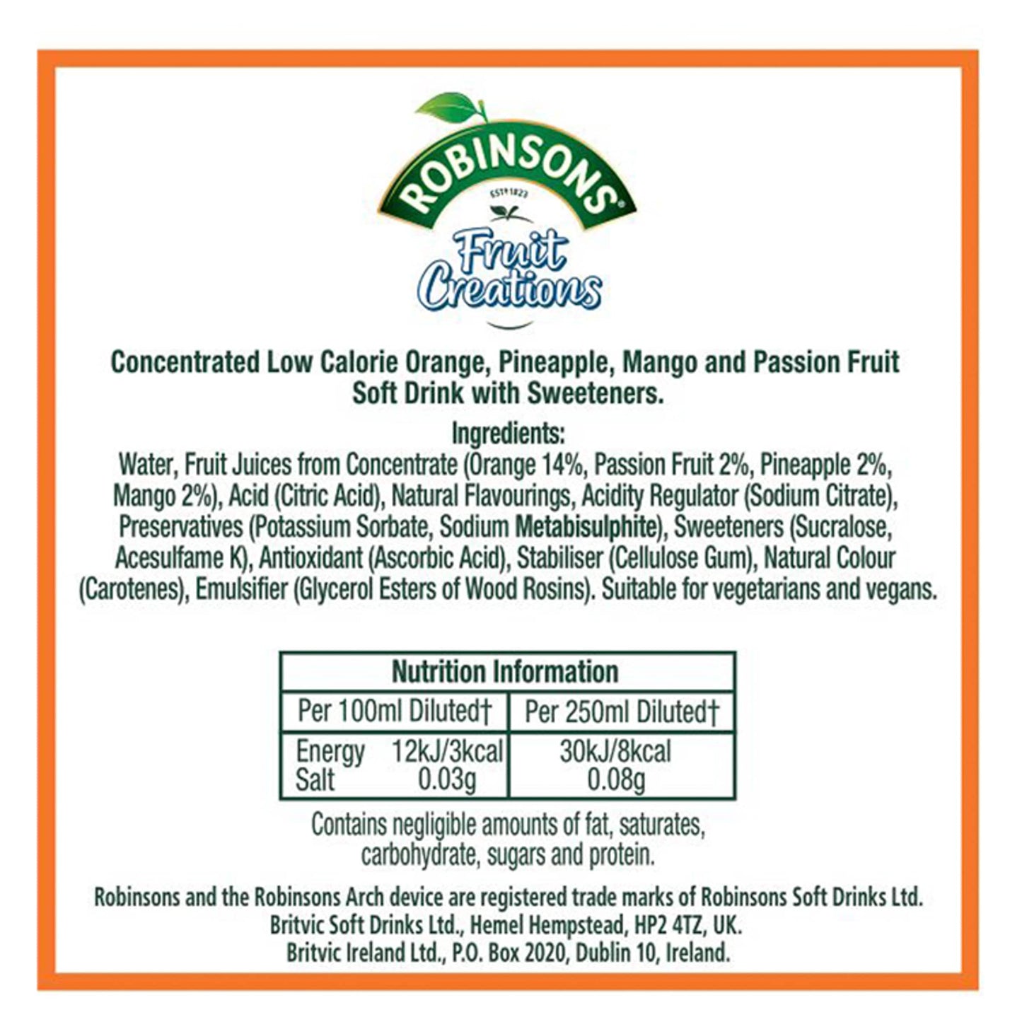 Robinsons Creations Pineapple, Mango & Passion Fruit Squash 1L — image 2