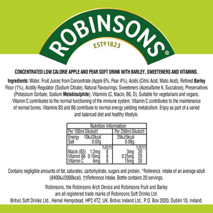 Robinsons Fruit & Barley with Vitamins Apple & Pear Squash 1L — image 4