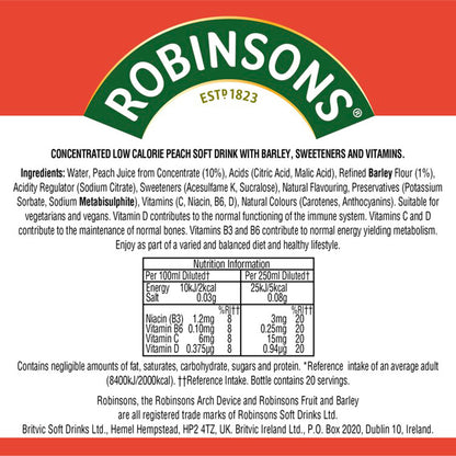 Robinsons Fruit & Barley with Vitamins Peach Squash 1L — image 3