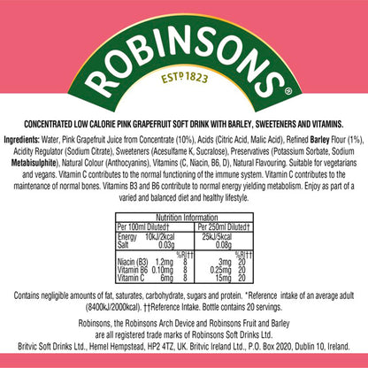 Robinsons Fruit & Barley with Vitamins Pink Grapefruit Squash 1L — image 4