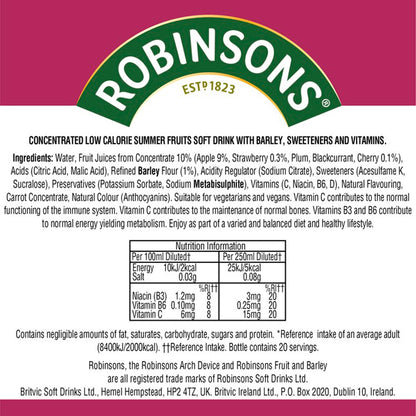 Robinsons Fruit & Barley with Vitamins Summer Fruits Squash 1L — image 4