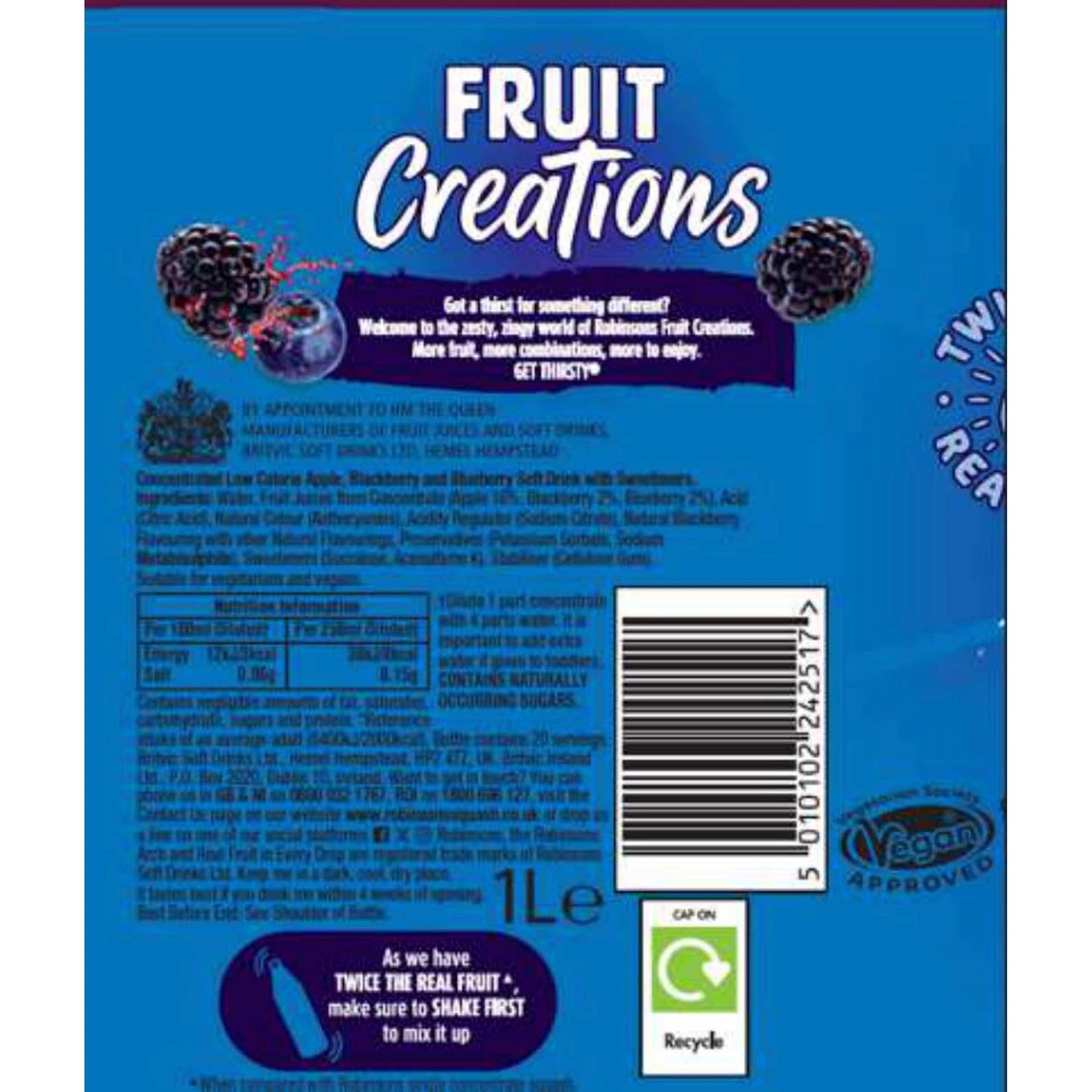 Robinsons Fruit Creations Blackberry & Blueberry Squash 1L — image 3