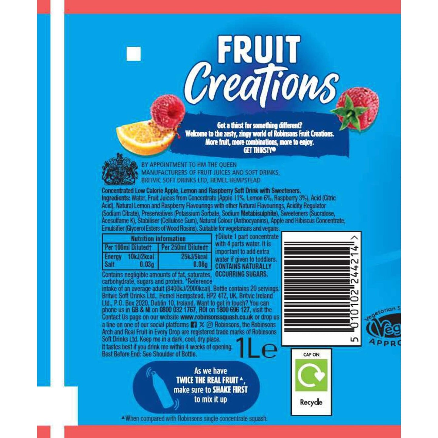 Robinsons Fruit Creations Squash - Lemon & Raspberry 1L — image 3