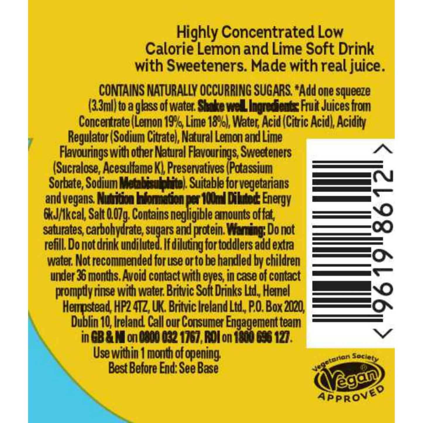 Robinsons Mini Lemon & Lime No Added Sugar Squash 66Ml — image 3