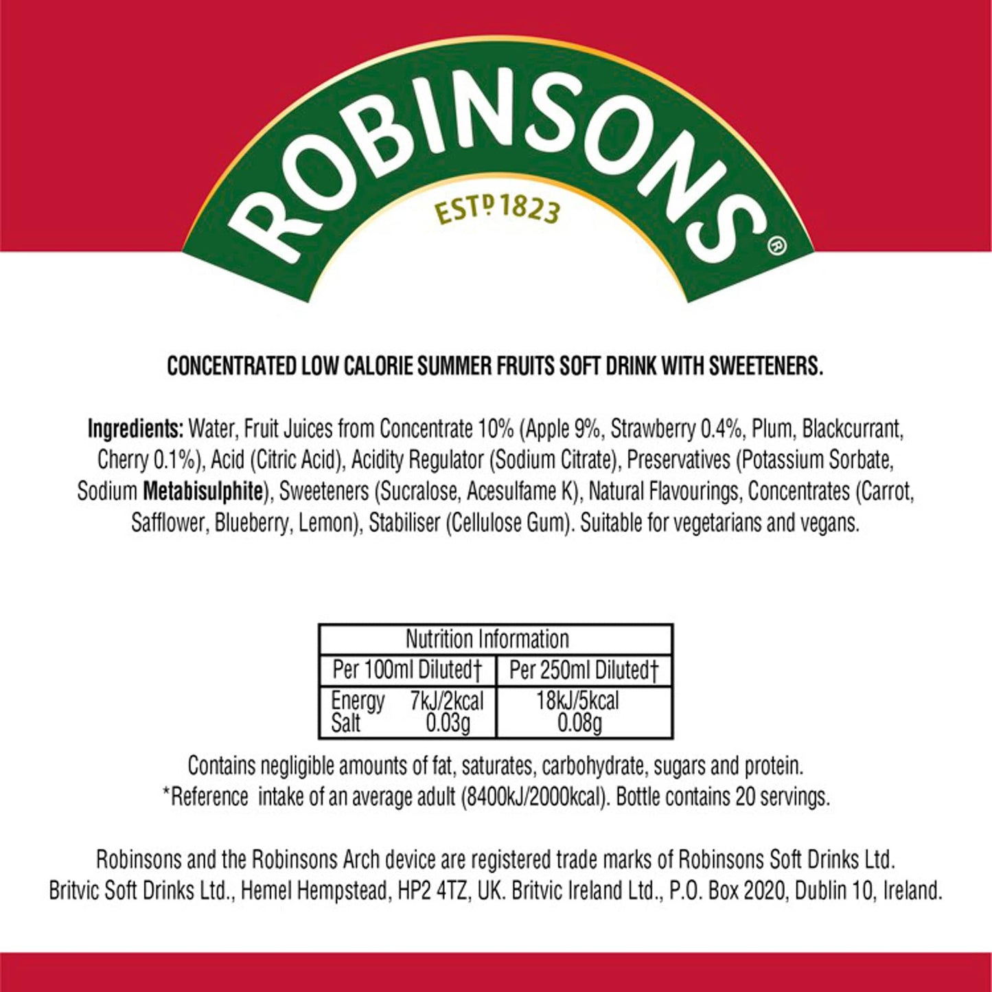 Robinsons Summer Fruits No Added Sugar Squash 1L — image 4
