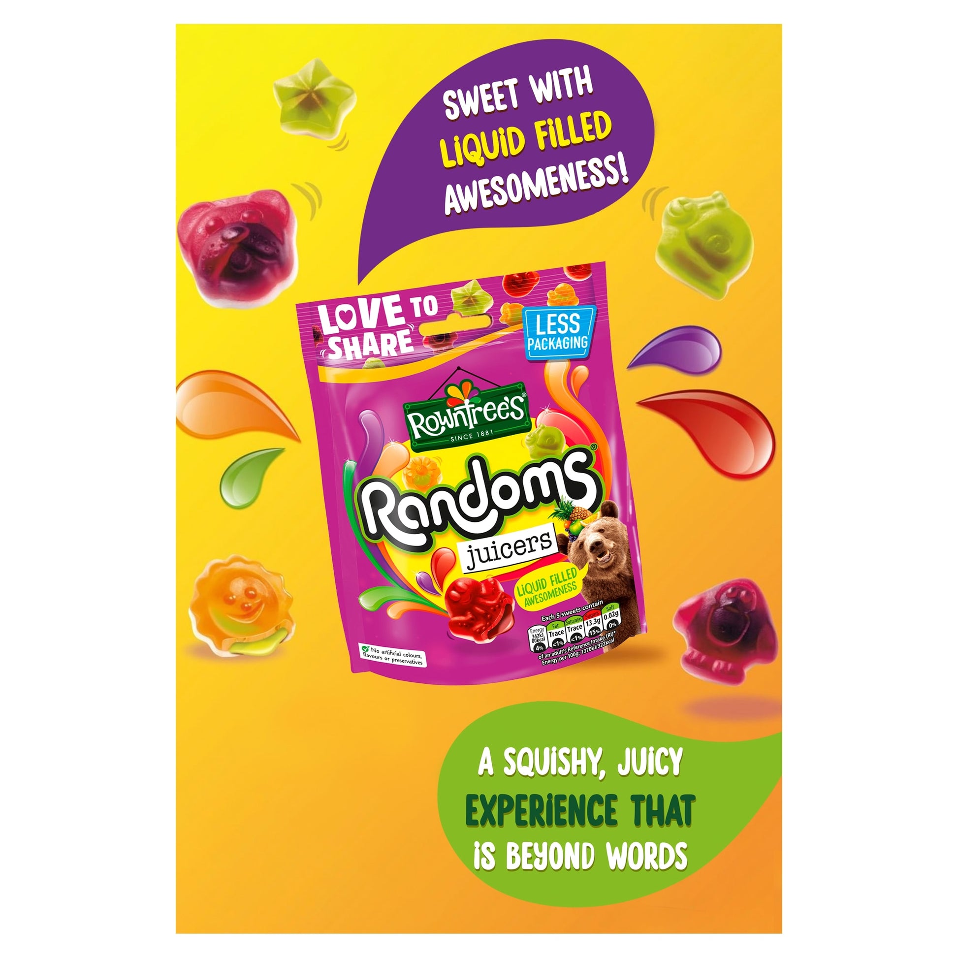 Rowntree's Randoms Juicers Sweets Sharing Bag 140g — image 2