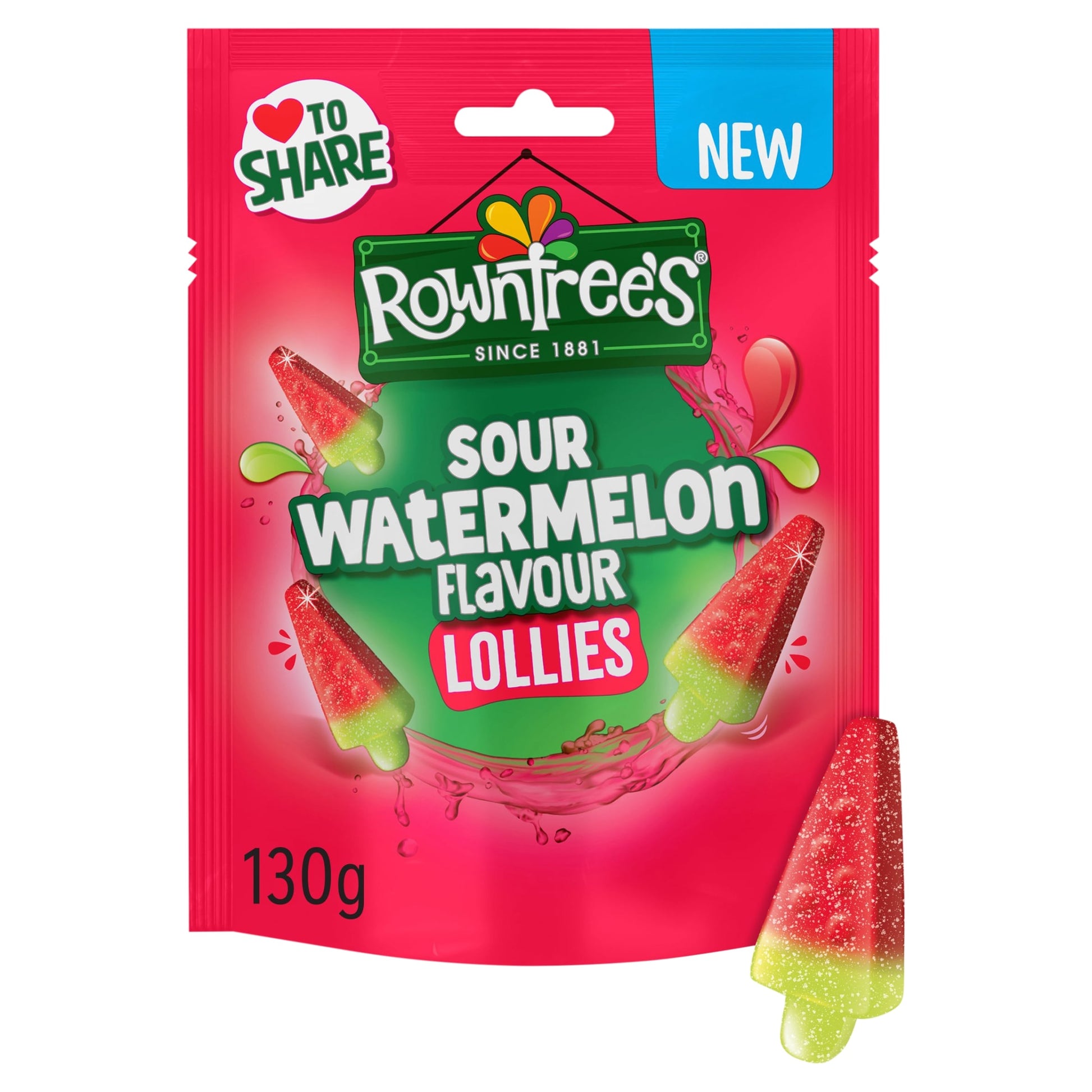 Rowntrees Sour Watermelon Flavour Lollies 130g — image 1