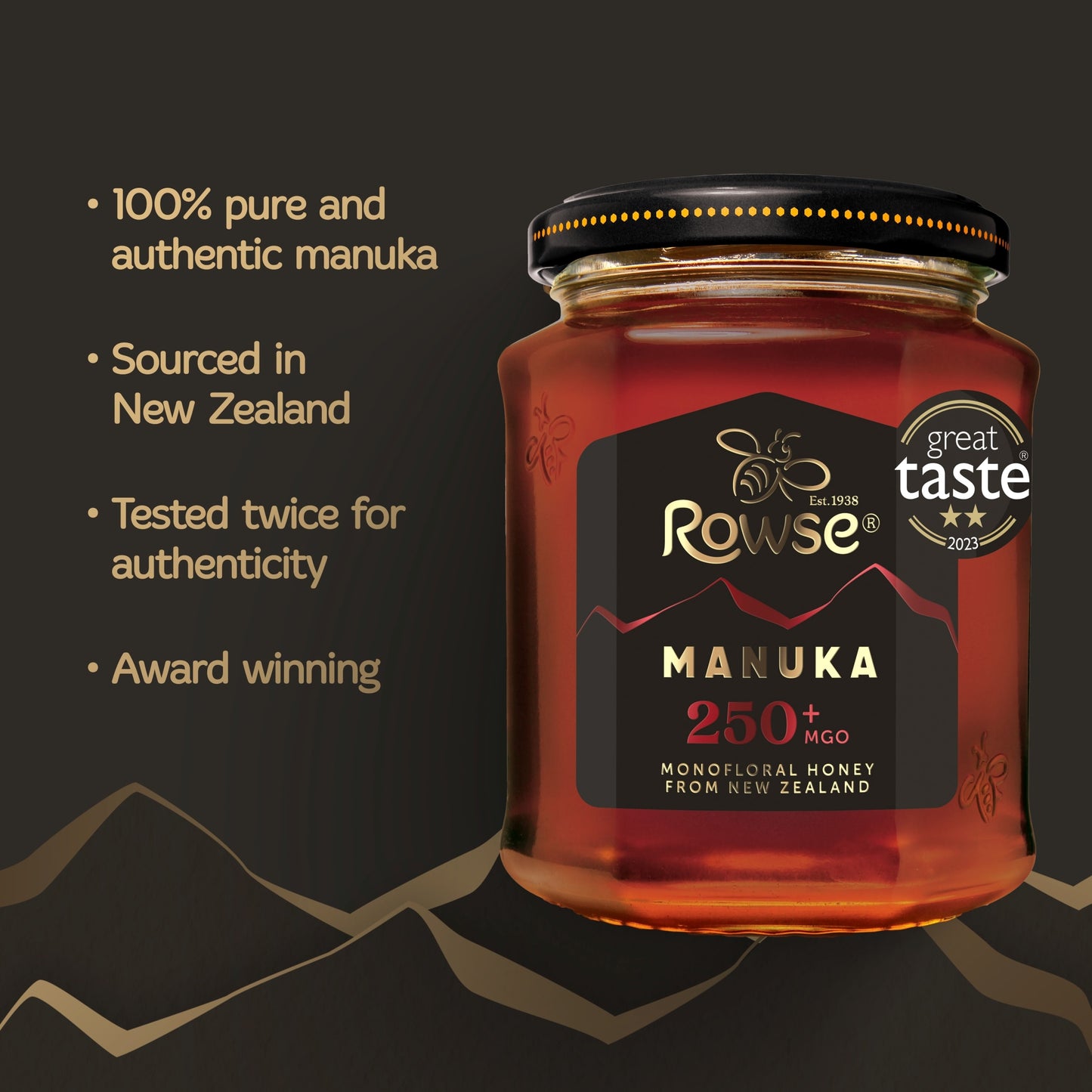 Rowse Authentic Manuka New Zealand Honey 250+ Mgo 225G — image 2