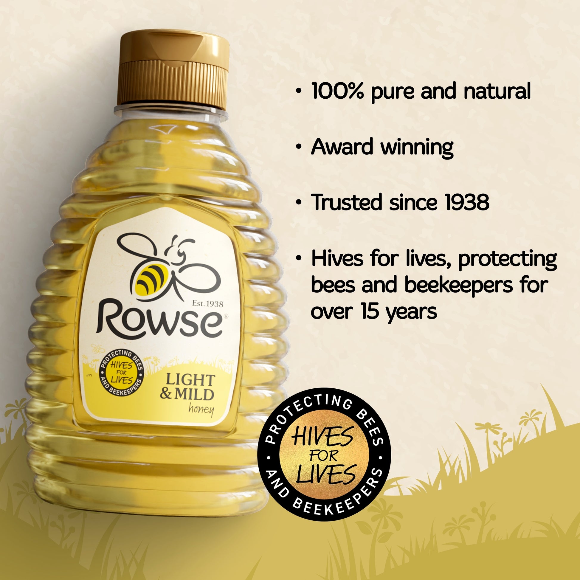 Rowse Squeezy Light & Mild Honey 340G — image 2