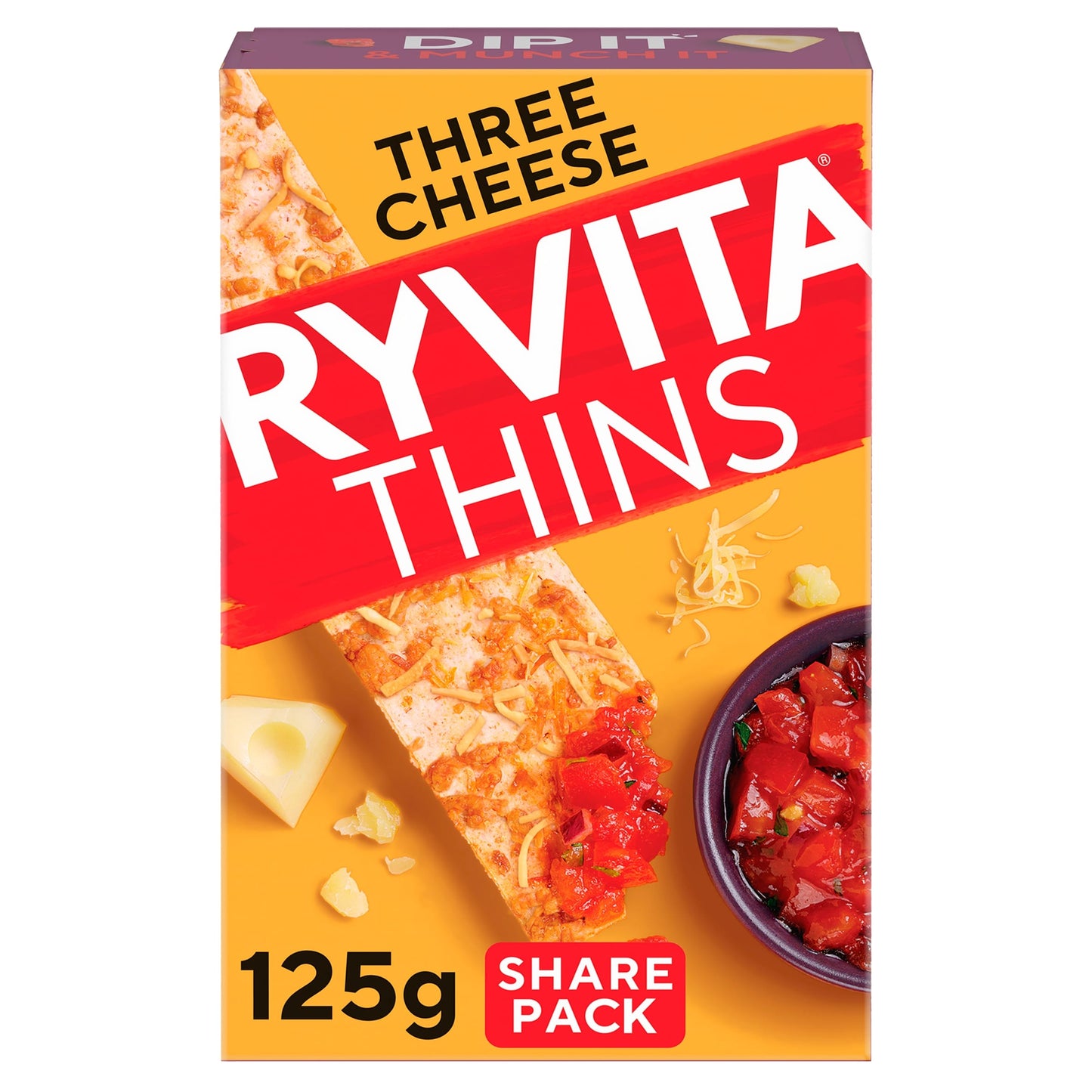 Ryvita 3 Cheese Thins 125G — image 1