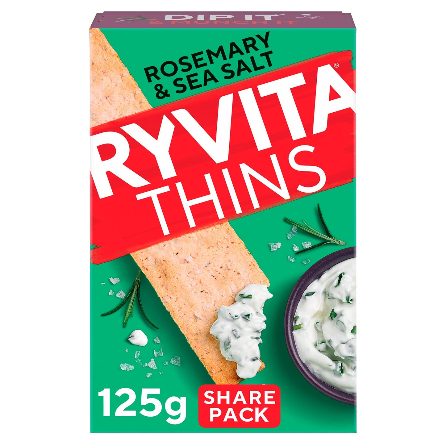 Ryvita Thins Flatbreads - Rosemary & Sea Salt 125g — image 1