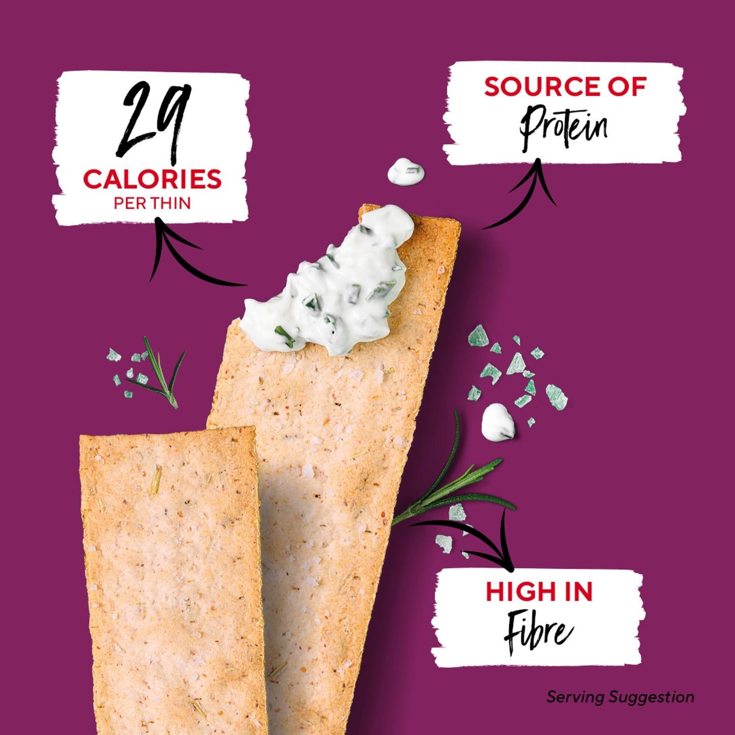 Ryvita Thins Flatbreads - Rosemary & Sea Salt 125g — image 2