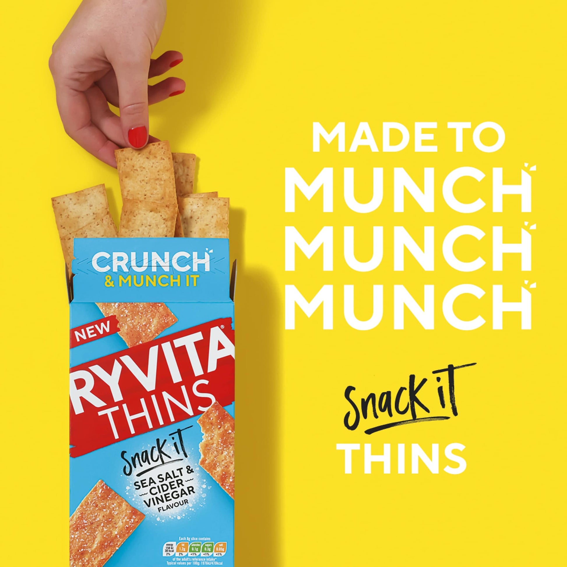 Ryvita Thins Snack It Sea Salt & Cider Vinegar Flavour Flatbread Snacks 125g — image 3
