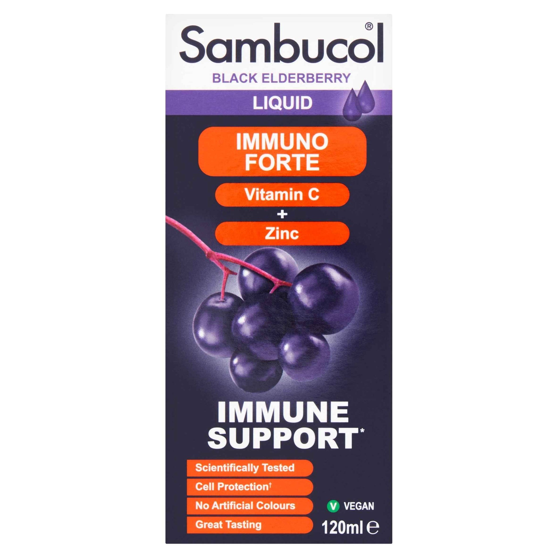 SAMBUCOL Black Elderberry Immuno Forte Liquid Syrup - Berry 120ml