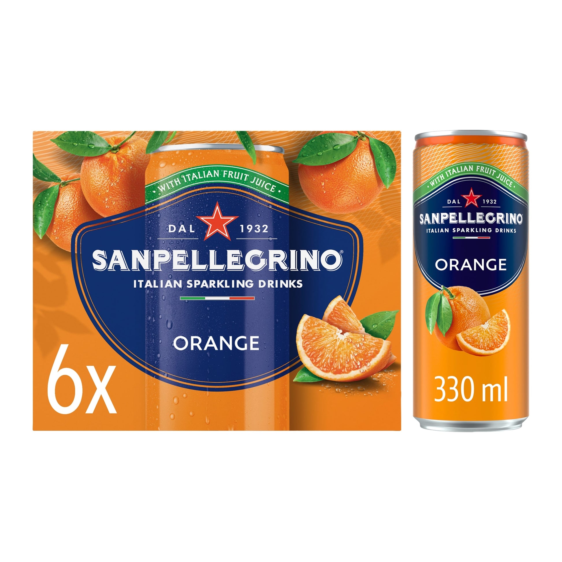 San Pellegrino Orange Soft Drink Multipack 6x330ml — image 1