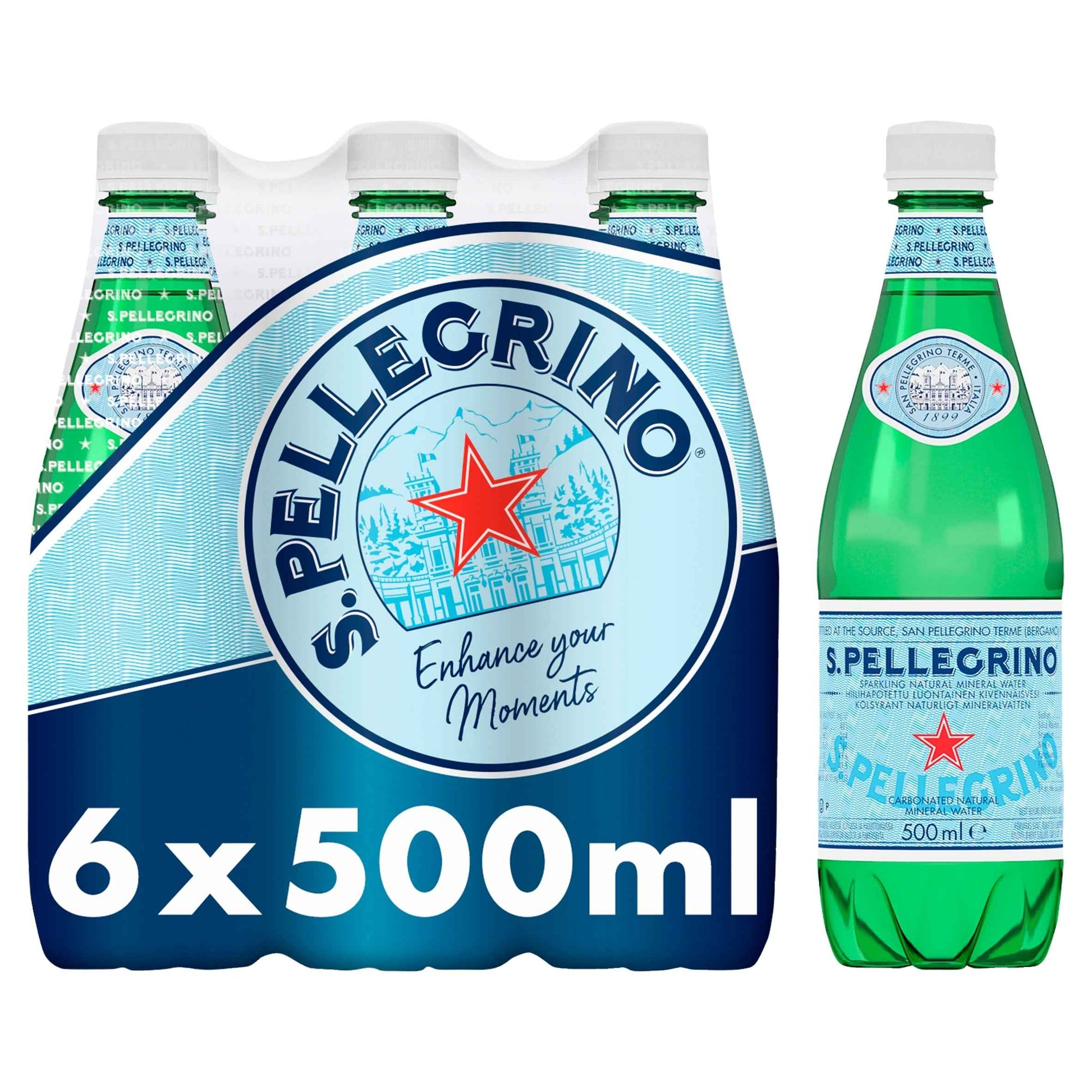 SAN PELLEGRINO Sparkling Natural Mineral Water 6x500ml