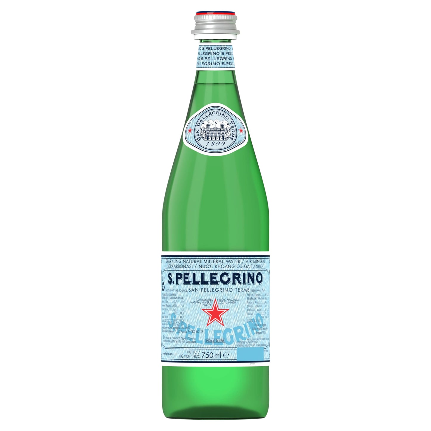 San Pellegrino Sparkling Natural Mineral Water Glass Bottle 750ml — image 1