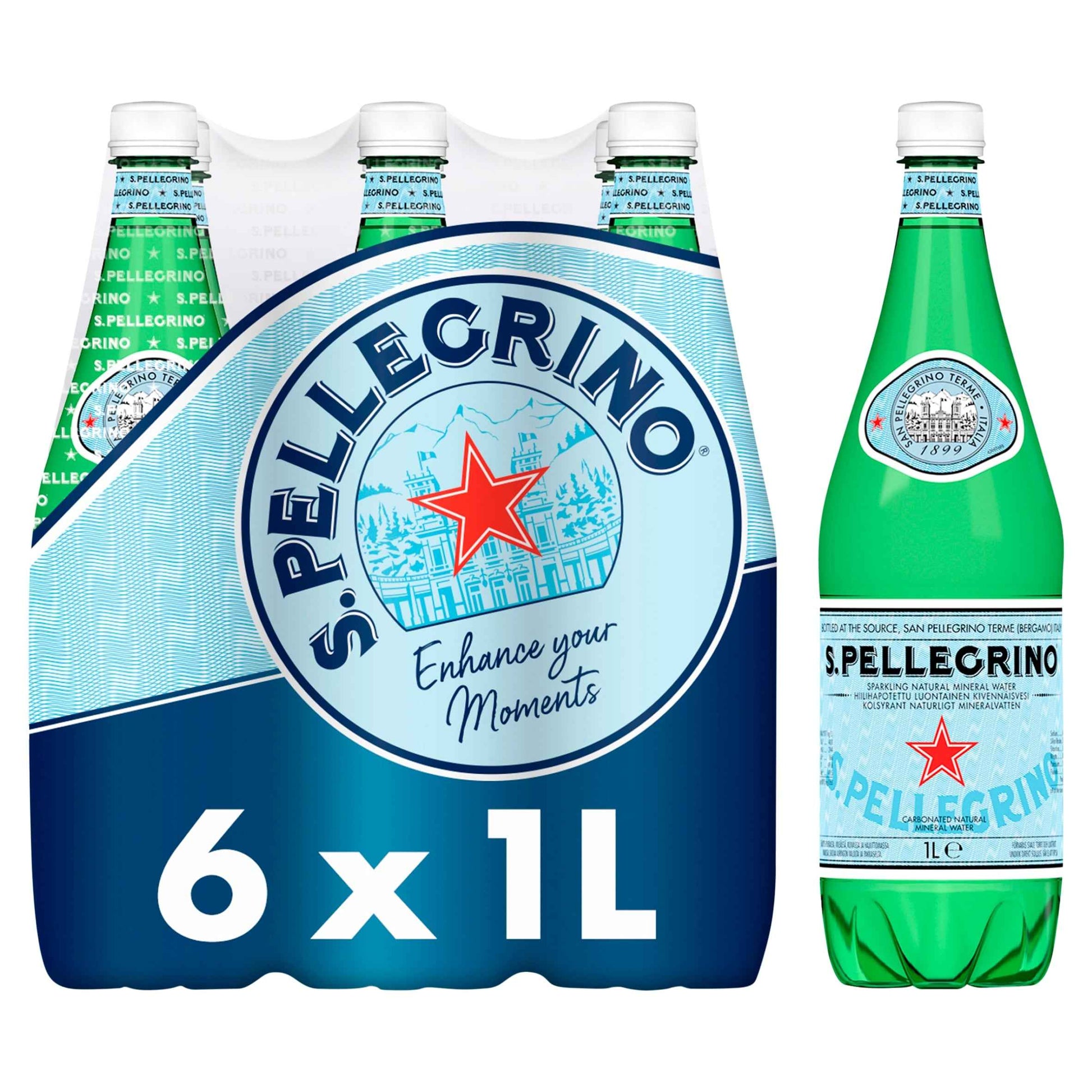 SAN PELLEGRINO Sparkling Natural Mineral Water Multipack 6x1l
