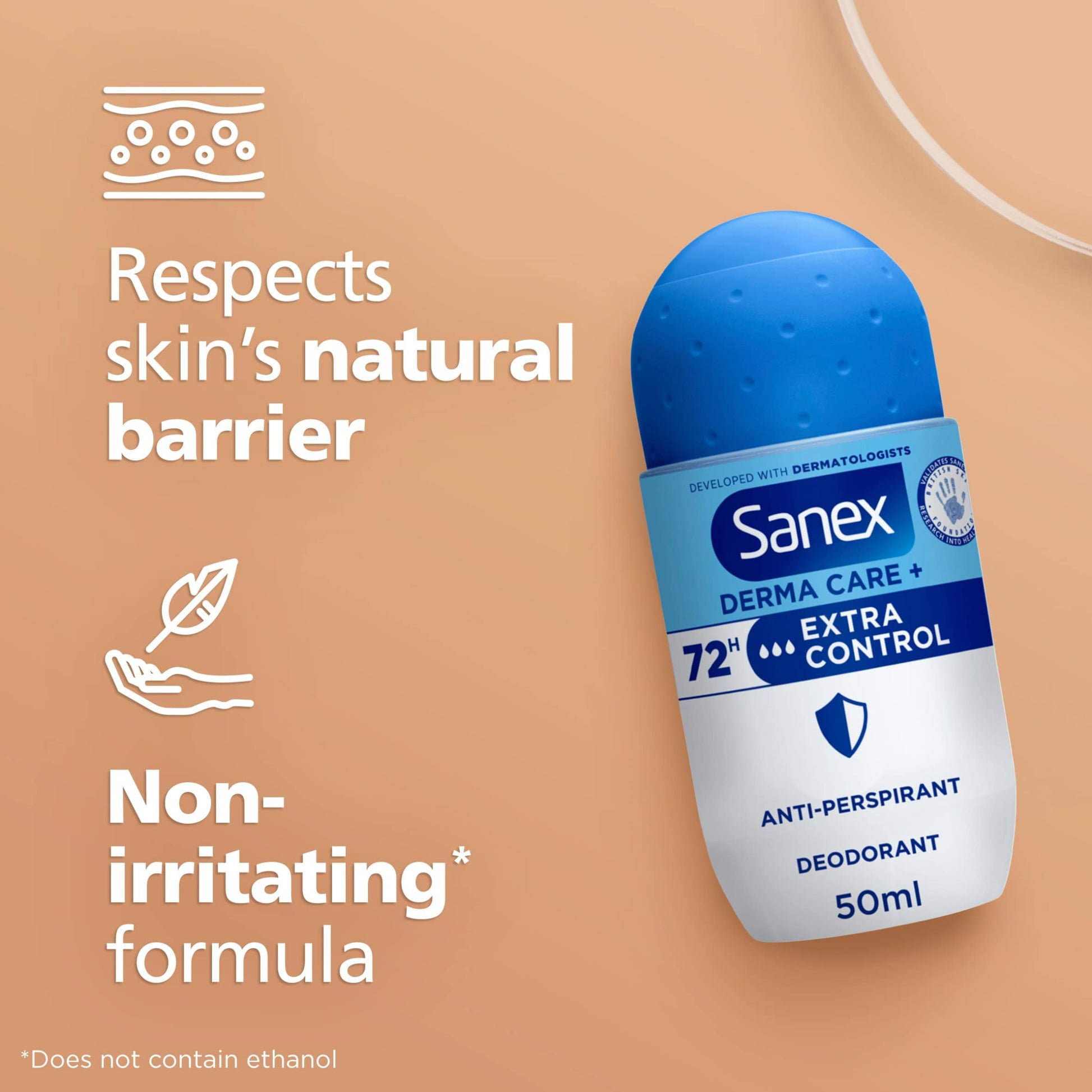 Sanex Derma Care+ Extra Control 72h Antiperspirant Roll-On Deodorant 50ml — image 3