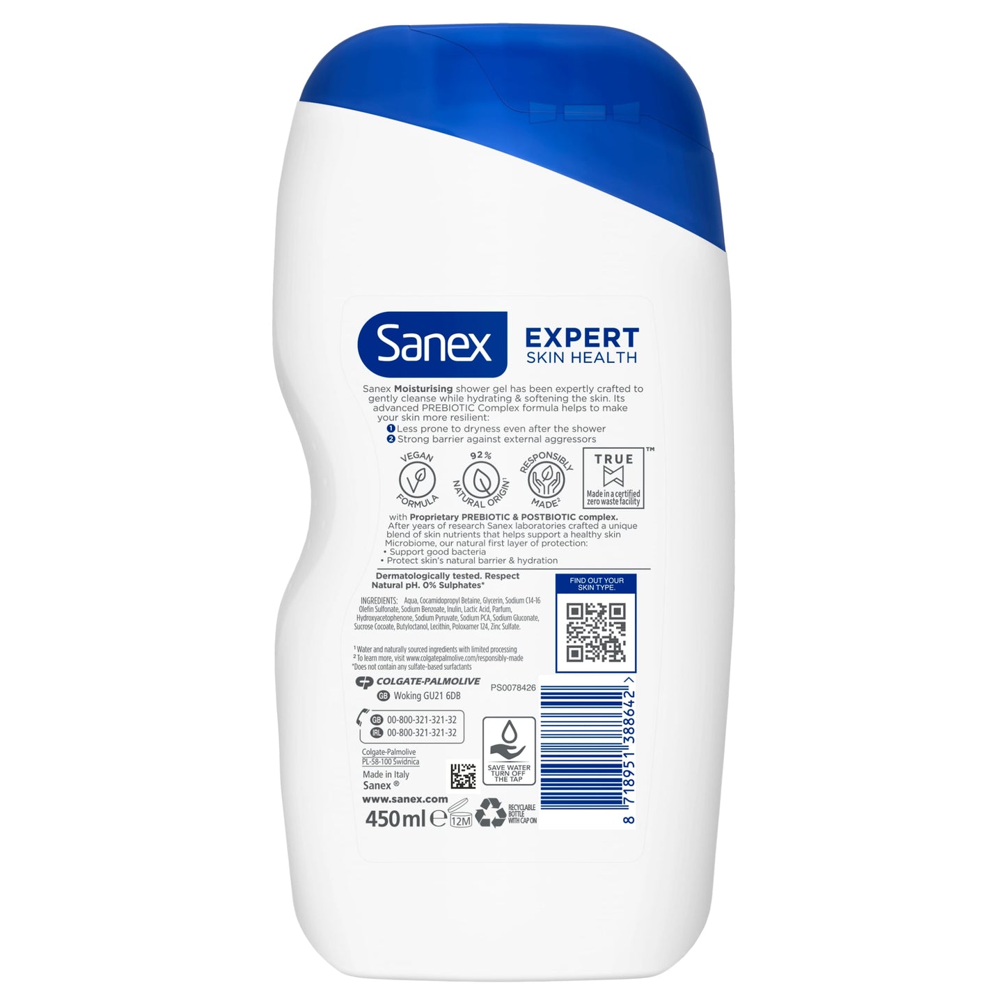 Sanex Expert Skin Health Moisturising Shower Gel Body Wash 450Ml — image 2