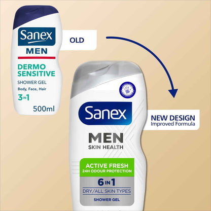 SANEX Men Skin Health Active Fresh 6in1 Shower Gel 400ml