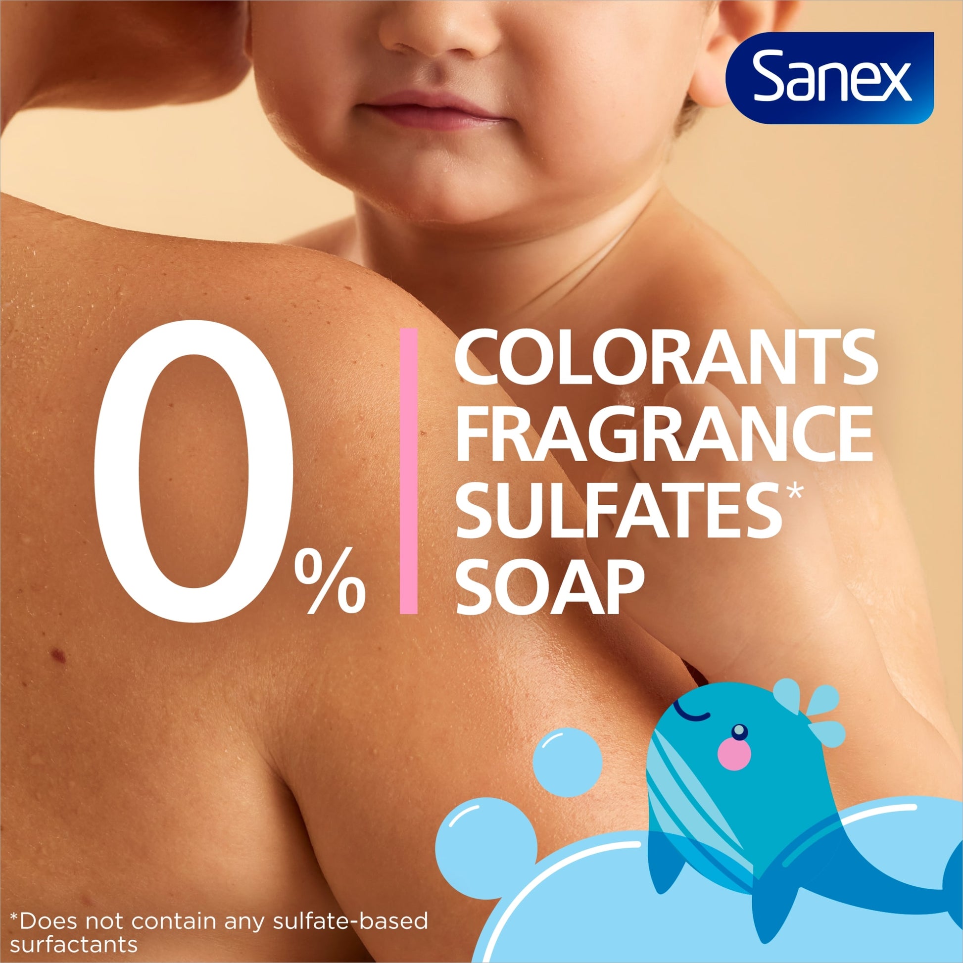 Sanex Zero% Baby Hypoallergenic Fragrance Free Bath Wash & Shampoo 450ml — image 3