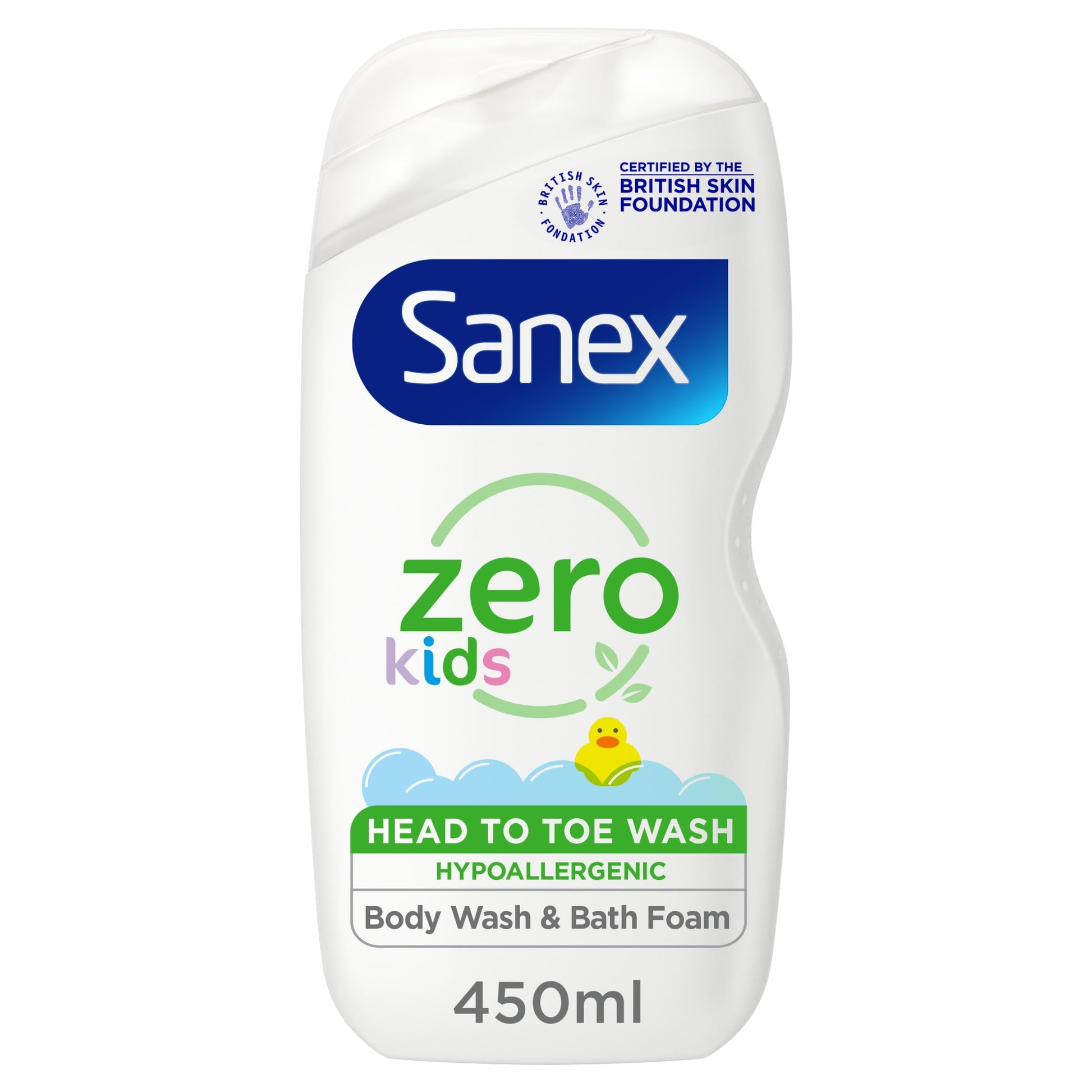 Sanex Zero% Hypoallergenic Kids Head to Toe Bubble Bath & Shower Gel 450ml — image 1