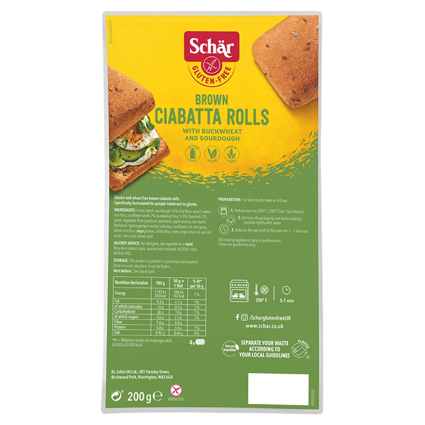 Schar Buckwheat Brown Ciabatta Rolls 200g — image 1