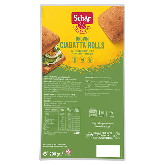 Schar Buckwheat Brown Ciabatta Rolls 200g — image 1