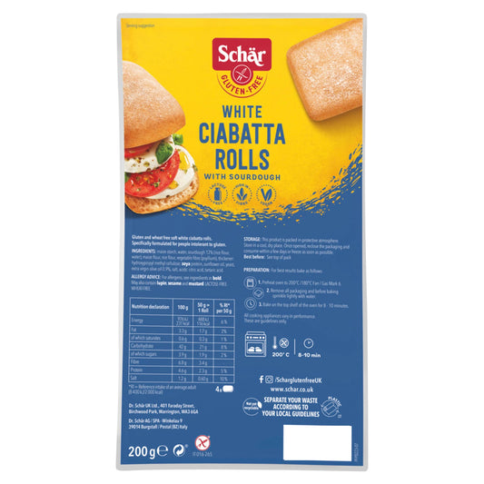 Schar Every Day Gluten-free Soft Rolls - White Ciabatta 200g — image 1