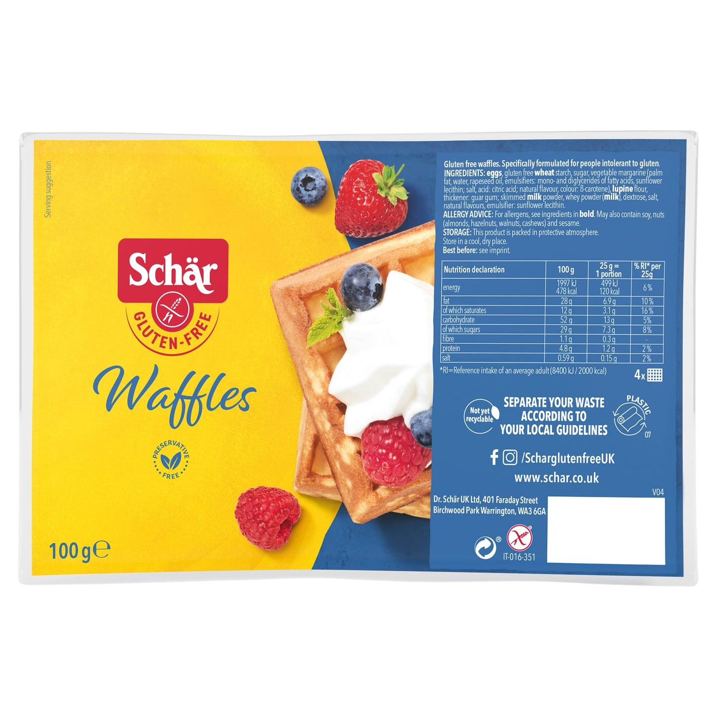 Schar Gluten Free Waffles 100G — image 1